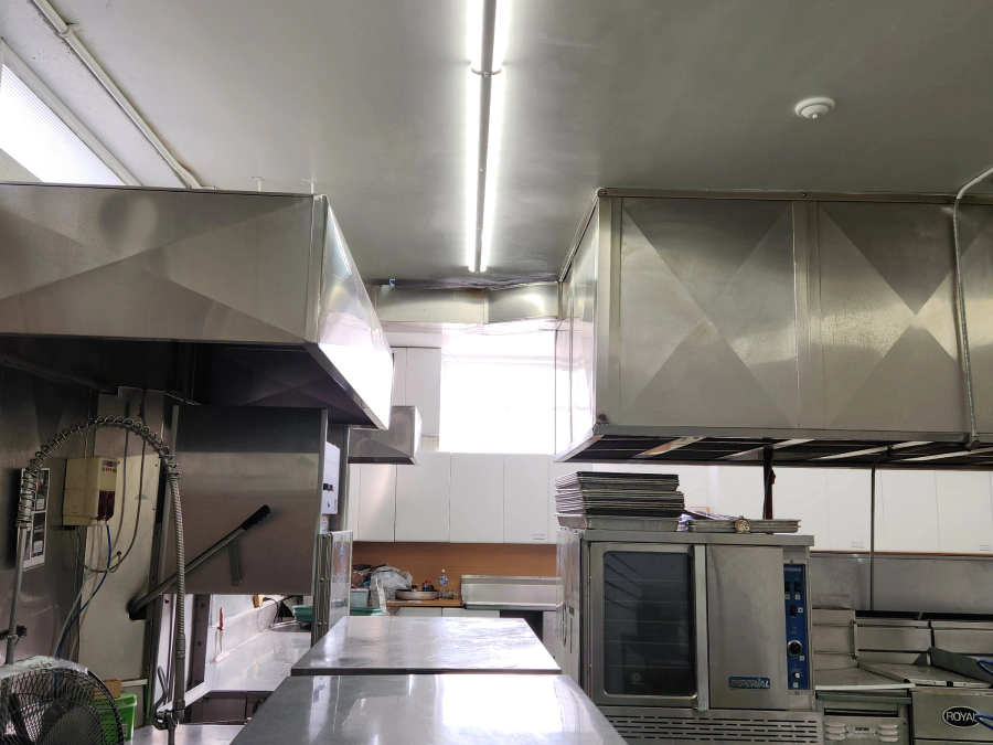a recently serviced commercial kitchen