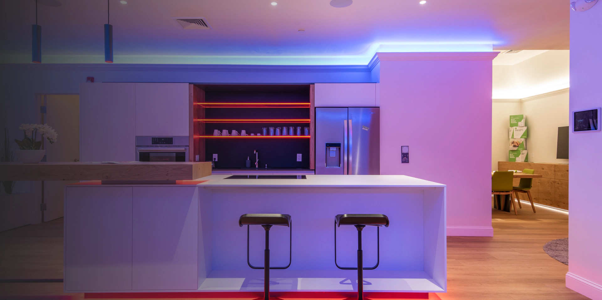 LED lights on a kitchen