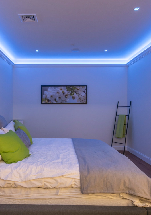 led lights on the ceiling of a bedroom